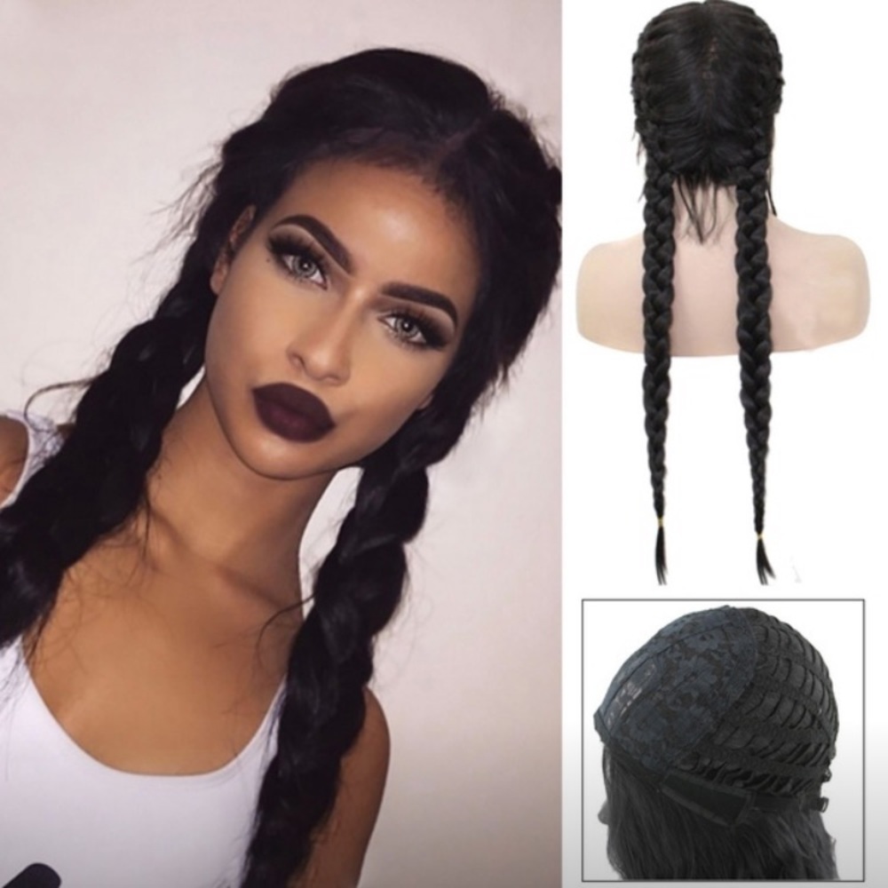 24” Black Dutch Braided Lace Front Wig *Nwt*